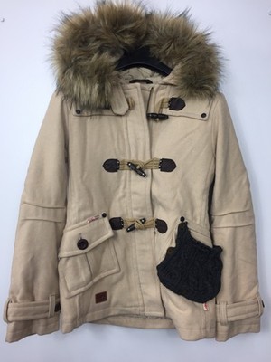 KHUJO Damen Wollmantel Modell: Kido Beige S