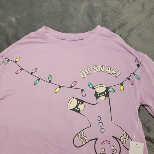 Gingerbread Shirt Girls XS Purple Long Sleeve Comfort Stretch OH Snap Tunic Top - Picture 2 of 9