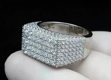 4Ct Round Cut White Moissanite Men's Wedding Band Ring 14k White Gold Plated