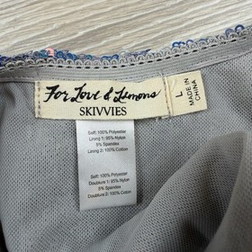 For Love And Lemons Skivvies Opal Low Plunge High Cut Sequin Bodysuit Size L  