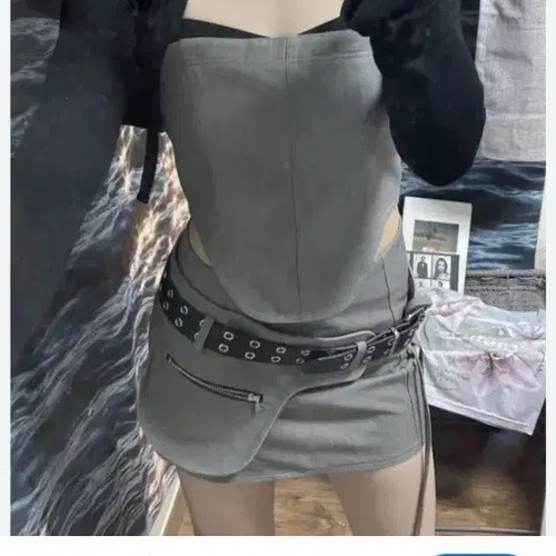 Kashiko Layered Corset & Cargo Mini Skirt Set for Kids