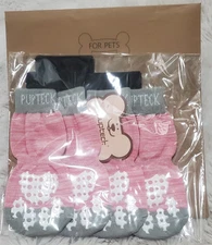 PUPTECK Anti-Slip Dog Socks with Double Sides Grips Large (4 Count), Pink