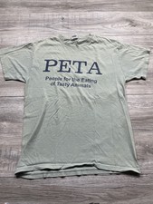 Vintage Tee Shirt People For The Eating Of Tasting Animals I Like Cats PETA Sz L