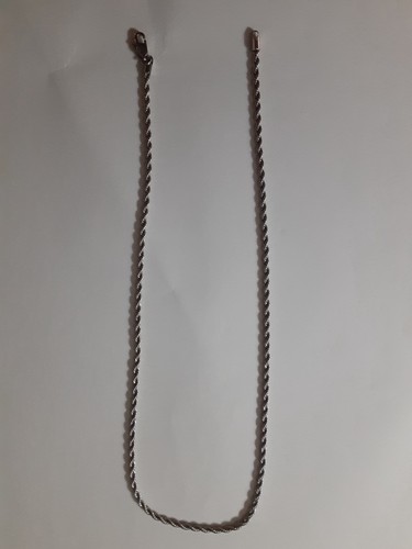 Vintage GOST Rope Chain Necklace Silver Tone Twisted Link Lobster Clasp 20"