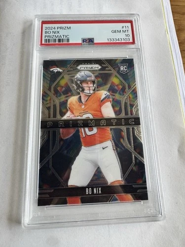 Bo Nix 2024 Panini Prizm - Prizmatic #11 (RC) PSA 10 !!