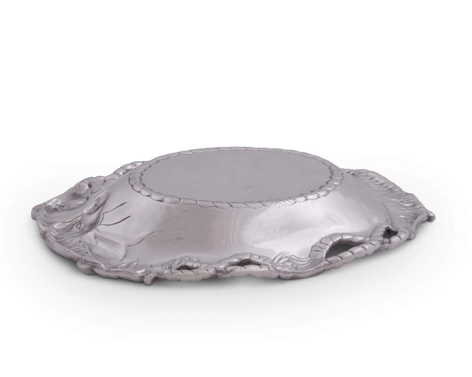 Aluminum Equestrian Horse Oval Tray 14 x 10 inch - Handcrafted with Rope Deta... - Image 4 of 4