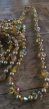 Iridescent Acrylic Faceted Bead Christmas Garland Gold Yellow Pink 11 Ft