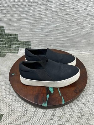 Vince Shoes Women Size 7.5 M Warren Black Suede Low Top Platform Slip On Sneaker