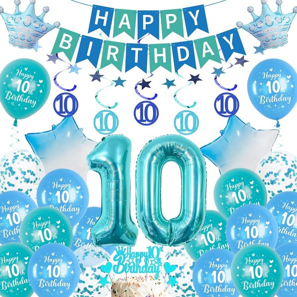 Deko 10. Geburtstag Junge Blau Luftballons Girlande Tortendeko Party Dekoration-image