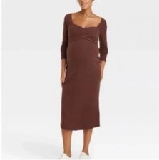 Dress ISABEL Maternity Ribbed Knit Sweater Brown SIZE X-LARGE
