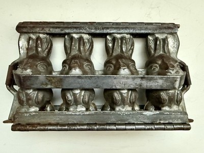 Antique Anton Reiche German Chocolate Mold Easter Rabbit 4 Piece T.C. Weygandt