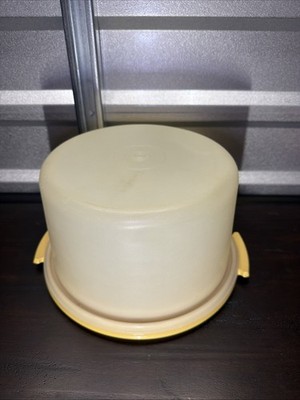   Vintage Tupperware Cake Carrier 683-7 Base 684-7 Lid Yellow Round Storage *