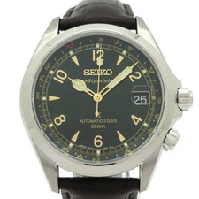 Used SEIKO Alpinist Wristwatch Back Skeleton Khaki