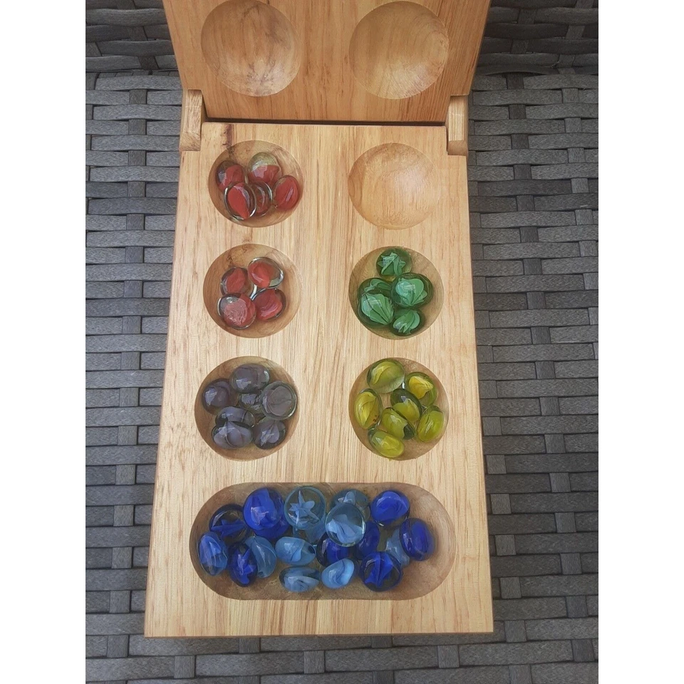Pressman Mancala - Juego Plegable Madera Real, con Piedras Multicolores de Pressman Foto 3 de 4
