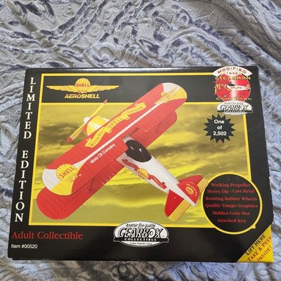 1999 Gearbox Aeroshell Modified 1932 Stearman Biplane Coin Bank Limited Edition 