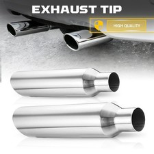 Stainless Steel Exhaust Tip 2.5 Inlet 4 Outlet 17 Long Tailpipe Angle Cut 2pc
