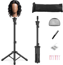 Wig Stand Tripod, 50 Inch Adjustable Mannequin Head Stand, Wig Head Stand for Co