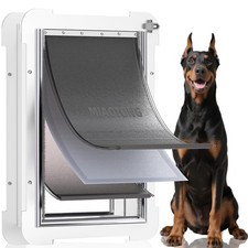 3-Flap Never Rust Extra Large Dog Door for Doors with Sliding Lock Panel, Ste...