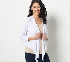 Susan Graver Women's Top Plus Sz Sweater 3X Liquid Knit Ruched White A399185