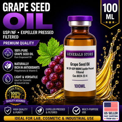 Grape Seed Oil USP/NF EP Grade RBDW Filtered Pure Carrier Oil Lab Cosmetic Use