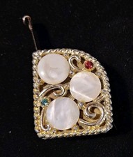 Vintage W. Germany Mała taśma miernicza srebrna przewijana z cyrkoniami/MOPearl