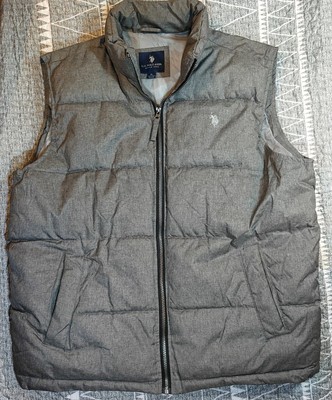 Size XL - US Polo Assn Vest Mens Full Zip - USPA Gray CPuffer Gray, Blue Pockets