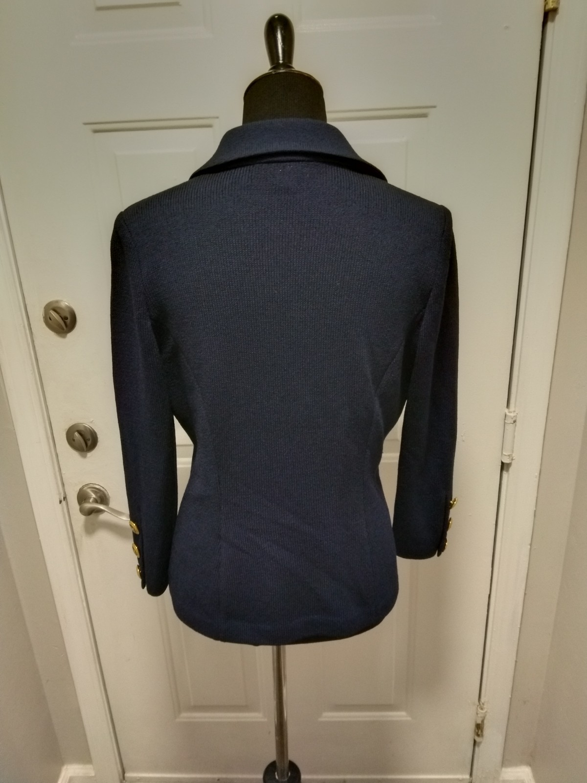 St John Basic Navy Knit Jacket Size 8 - image 6