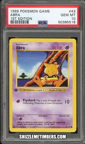 Abra 43/102 1st Edition Shadowless Base Set - PSA 10