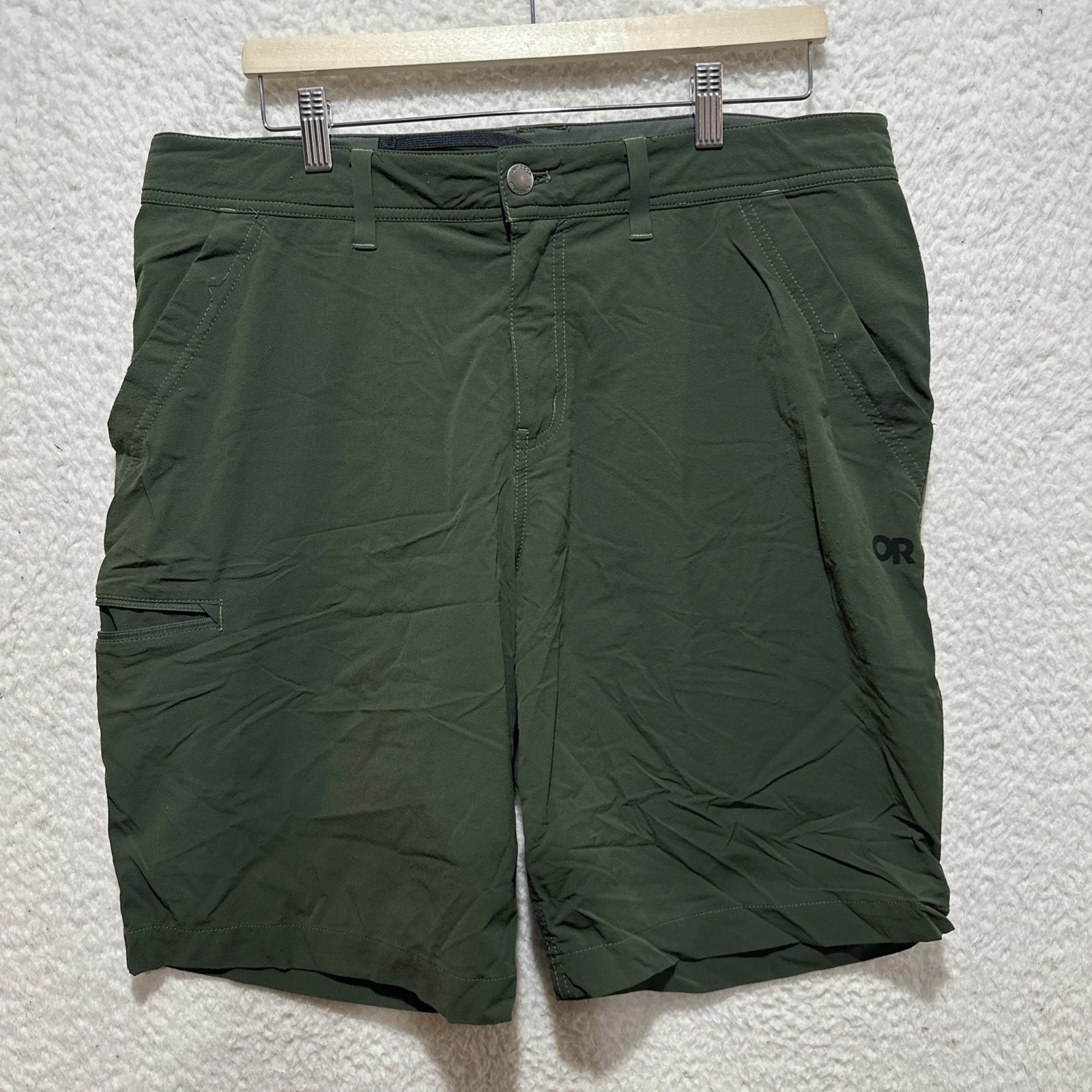 Outdoor Research Cargo Shorts Men's Size 36 Green Hiking Outdoors Stretch Logo