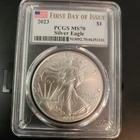 2023 American  Silver Eagle S PCGS MS70 FDOI Flag Label