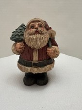 Vintage Collectible Christmas Santa Holding A Tree  Toy Bag Handcrafted