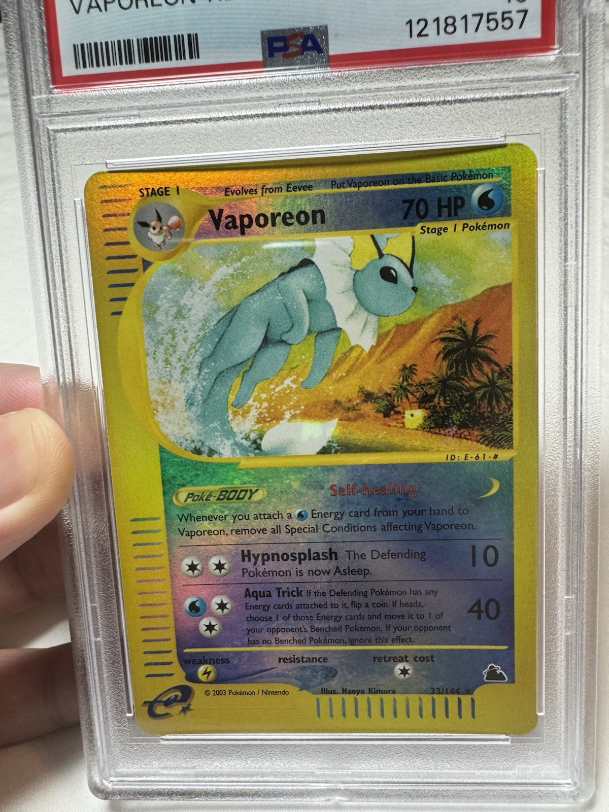 PSA 10 Vaporeon 33/144 Skyridge Reverse Holo Rare Gem MINT