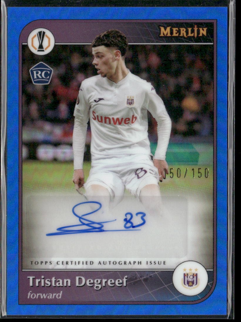 2024-25 Merlin UEFA Club Competitions Tristan Degreef Base Autographs Blue #/150