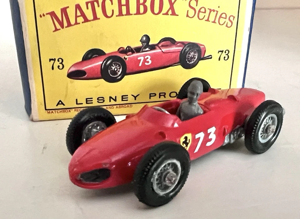 MATCHBOX LESNEY FERRARI RACE CAR -No. 73 A-MIB - ORIG DRIVER & ORIG BOX-MUST SEE - Image 3 of 4