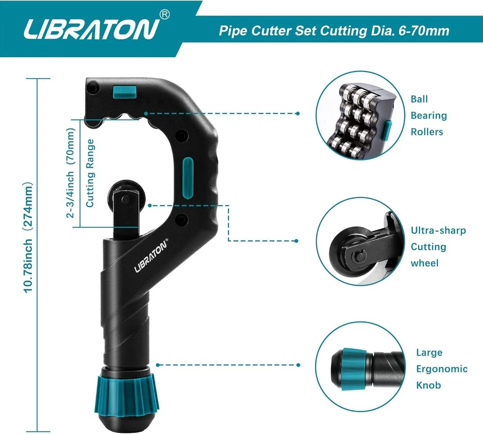 Precision Copper Pipe Cutter 1/4"-2-3/4" with Deburring Tool - Image 4 of 4