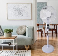 Rechargeable Pedestal Fan, 9 Speeds, Oscillating, Floor Standing, LED, Cooling