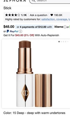 Charlotte Tilbury Unreal Skin Sheer Glow Tint - 15 DEEP FONCE - 9G/0.31OZ