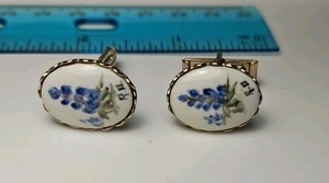Vintage Hand Painted Bluebonnet Cufflinks
