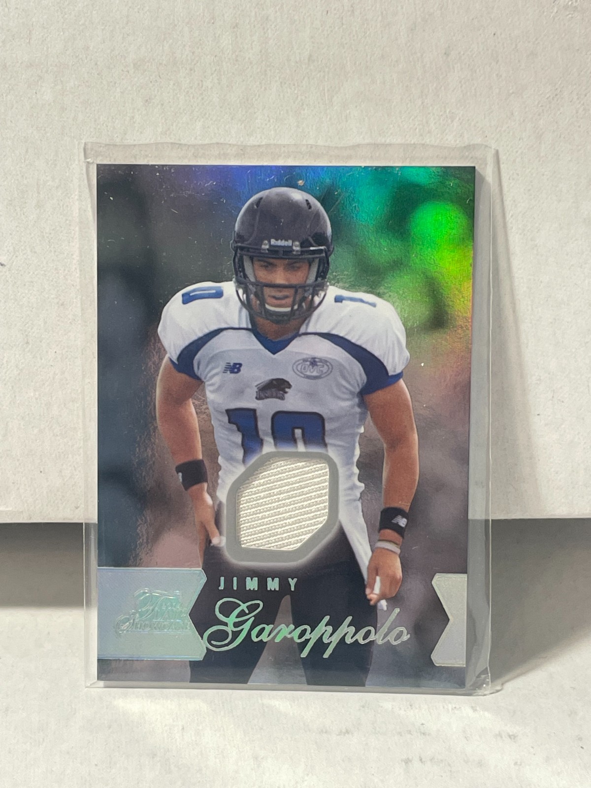 2014 Flair Showcase Football Fila 1 Rookie Jimmy Garoppolo Card #104 JERSEY CARD