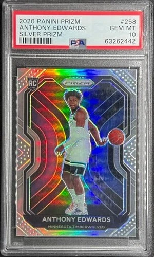 Anthony Edwards - 2020-21 Panini Prizm Silver RC #258 - Twolves Rookie - PSA 10
