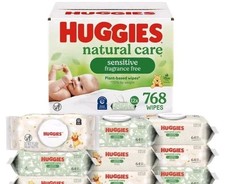 Huggies Natural Care Sensitive Baby Wipes, Unscented, Hypoallergenic, 99 Purifi