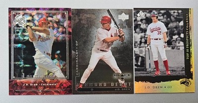 J D Drew 3 Card 1998 Bl Diamond / 1999 SP Top Prospects / 1999 HoloGrfx Insert