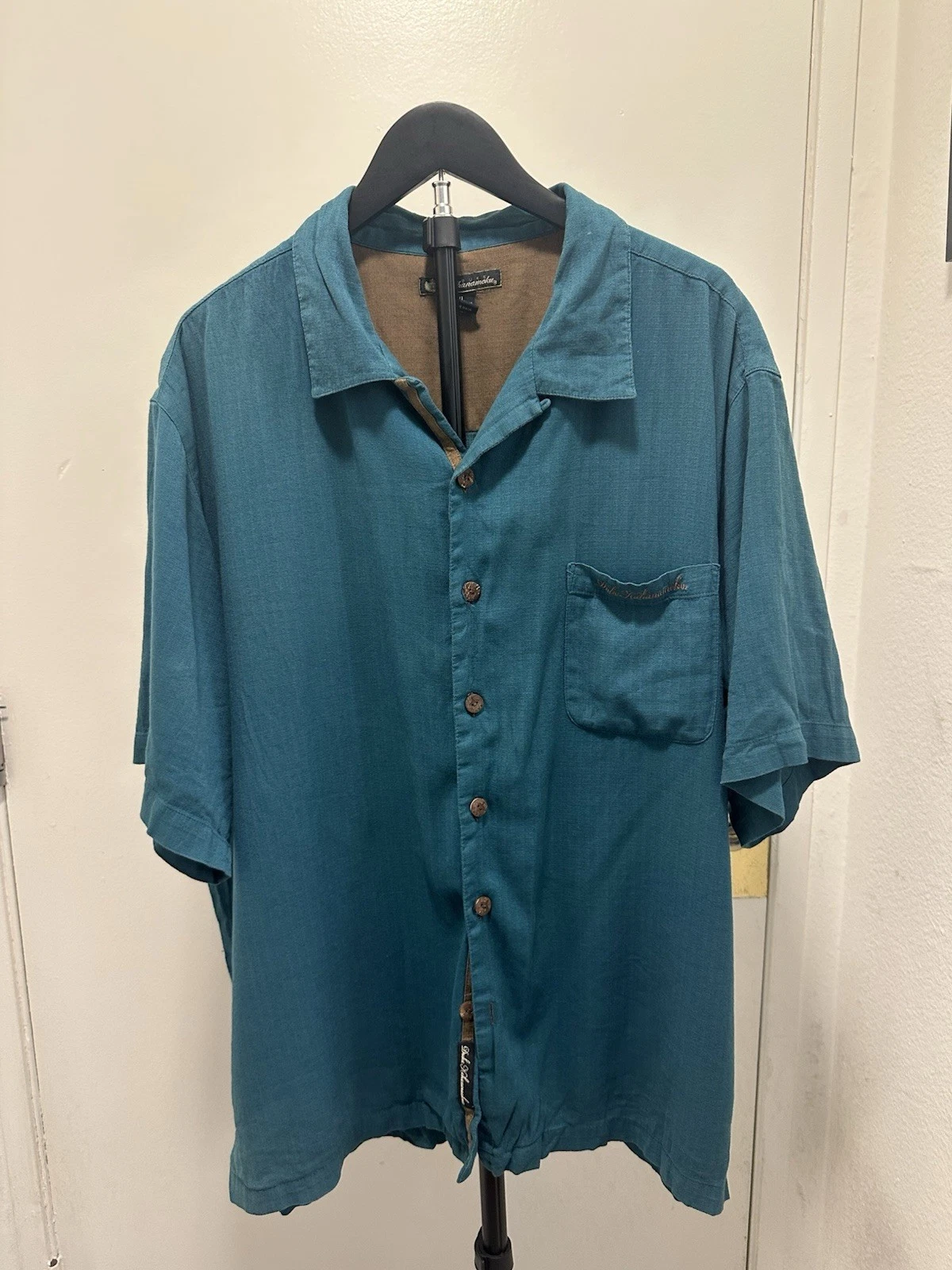 Duke Kahanamoku Aloha Camp Shirt Men’s XXL Green Bamboo Blend