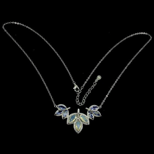 Sterling Silver Necklace Earrings Tanzanite Opal Genuine Natural Gems - Picture 6 of 24