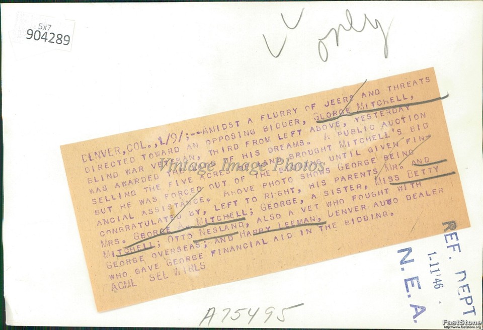 1946 Mitchell Blind War Vet Wins Land Auction Denver Co Event
