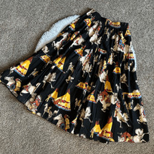 Native American Horse Pattern Skirt Long Elastic Waist Womens Size Large Black