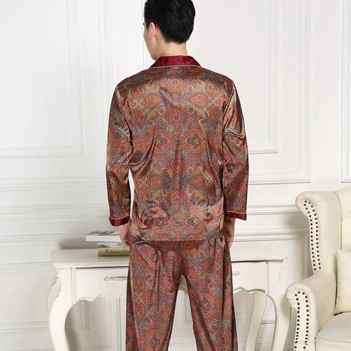 Luxus Herren Seide Satin Pyjama Set Weich Pyjama Langarm Nachtwäsche Loungewear - Bild 36 von 74