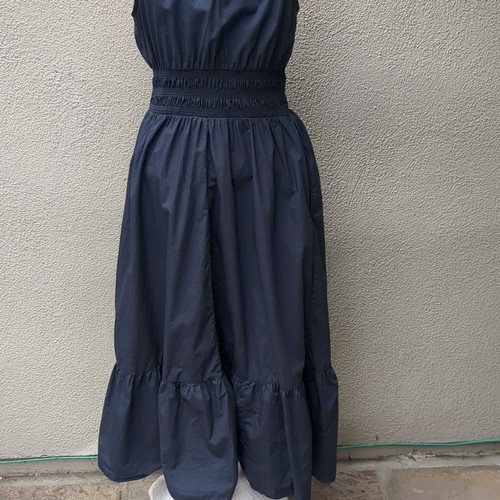 A New Day Women's Sleeveless Poplin Dress Midi Navy Blue Pockets Smocked MED - Picture 10 of 14