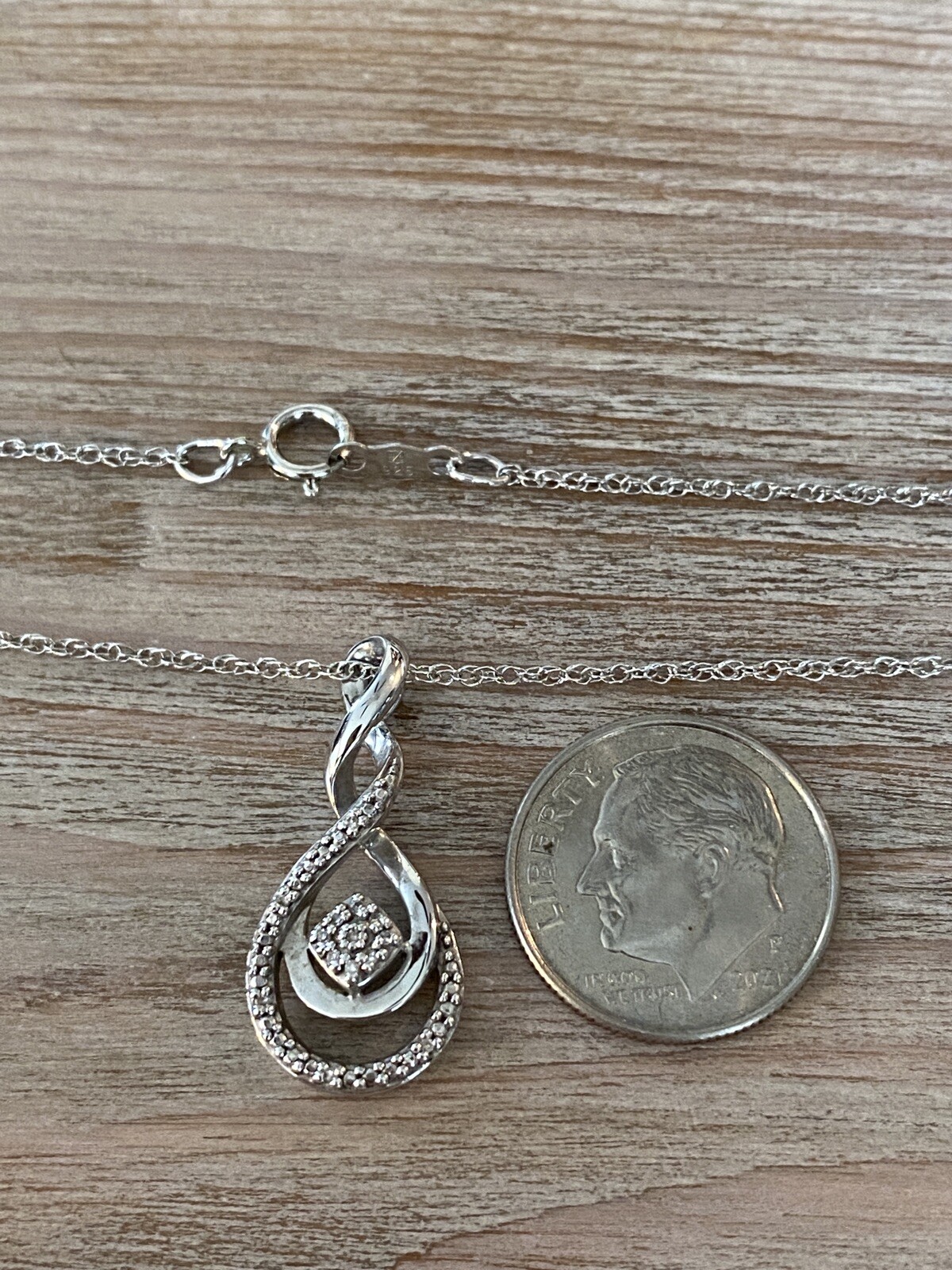 Solid Sterling Silver Diamond Teardrop Cluster Pe… - image 3