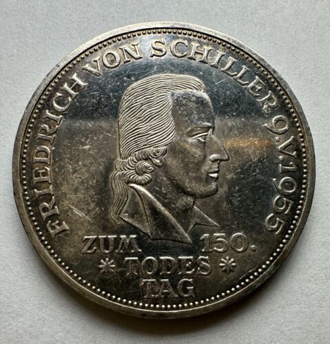 5 Mark 1955 F Deutschland BRD Schiller 150 Todestag Silber Münze PP (856) - Bild 5 von 9